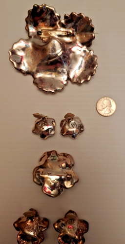 Vintage Lot Bat-Ami Israel Electroformed Sterling Silber 925 Rose Broschen Ohrringe - Bild 15 von 17