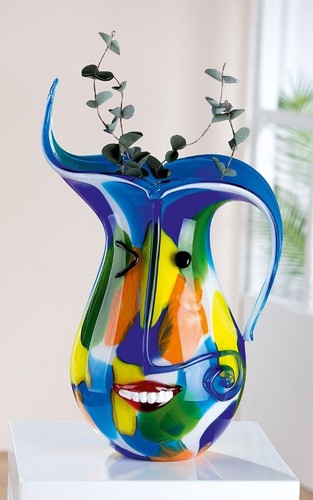 51895 Glasart jarrón facial Augusto motivo facial multicolor altura 40 x 24 x 20 cm - Imagen 2 de 2