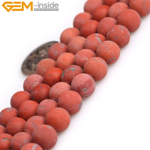 Natural Red Jasper Stone Semi Precious Forested Matt Round Beads for Jewelry 15" - Picture 18 of 21