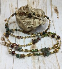 Handmade Stone Pearl Eyeglass Chain/Mask/Lanyard W/Swarovski Elements USA