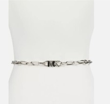 Michael Kors MK Empire Logo Silver-Tone Chain-Link Women's Belt  CHOOSE SIZE 