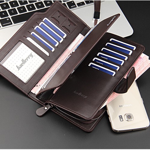 Mens Leather Long Wallet Business Clutch Phone Bag Checkbook Card Holder Handbag - Picture 4 of 7