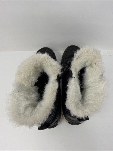 SOREL Whitney Short Lace Boots Black Size 4 Faux Fur Lining Waterproof - 第 5/8 張圖片
