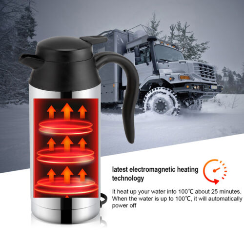 12V 750ml Stainless Steel Car Electric Heating Mug Drinking Cup Travel Kettle US - Picture 4 of 13