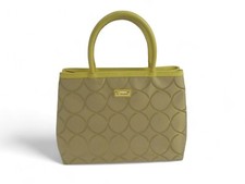 Jim Thompson Tote Hangbag Small Yellow Double Handle Fabric Zip Evening