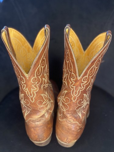 Justin Men's Boots 10 E Style 2555 Brown Leather Made In USA - Picture 4 of 9