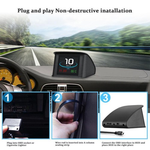 Car Head Up Display Digital OBD2 Speedometer Fuel Consumption Temperature Gauge - Picture 5 of 12