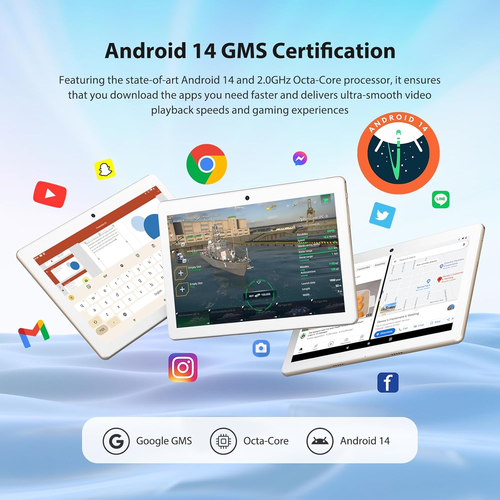 Tablet, Tablet 10 Pollici Android 14, 36GB RAM+128GB ROM(TF 1TB), 5G/2.4G Wifi, - Foto 4 di 12