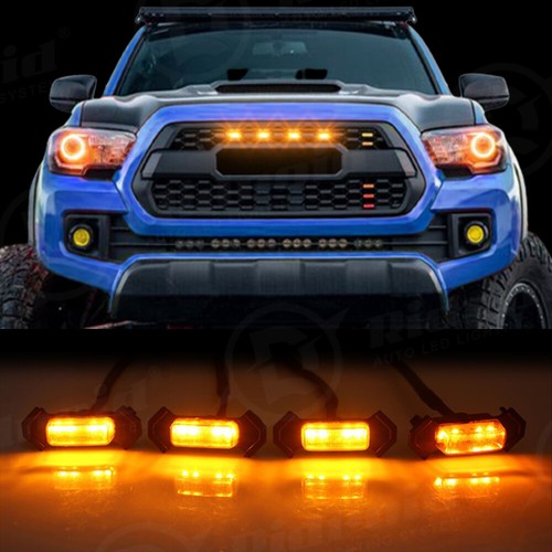 4x TRD Pro Raptor Style Amber Lens LED Grille Light For 2016-2021 Toyota Tacoma - Picture 2 of 24