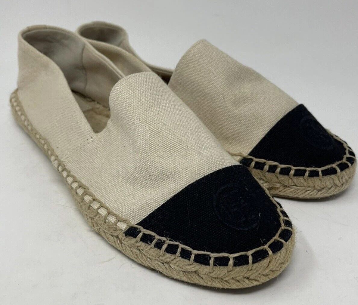 Tory burch black and white clearance espadrilles