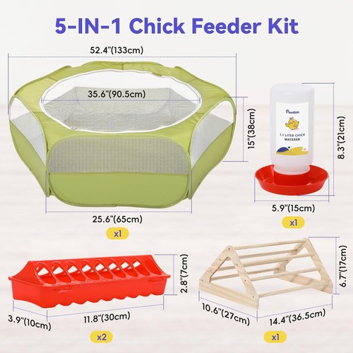 Pawaboo 5 en 1 Caja de Criador de Pollo para Pollitos Kit de Inicio Incluye Jaula para Mascotas Te... - Imagen 6 de 7