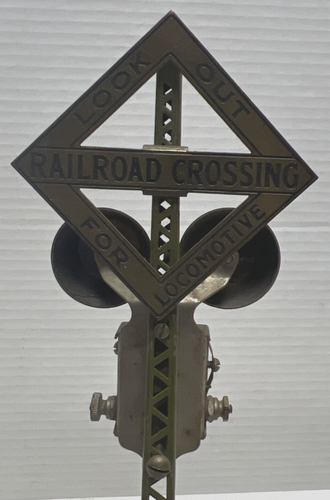 LIONEL PREWAR 69 WARNING BELL RAILROAD CROSSING SIGNAL SIGN - 9" TALL - WORKS! - Picture 5 of 9