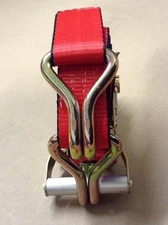 Set Of 4-8ft Ratchet Tie Down Straps w/Wire Hooks &  USA RED