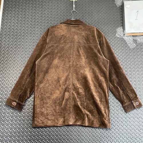 Chaqueta Larga Brooks Brothers 346 Cuero Marrón Gamuza Abotonada Para Hombre Talla Mediana - Imagen 4 de 10