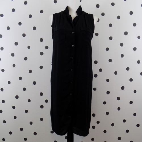 Ann Taylor Loft Womens Button Front Dress Medium Collared Sleeveless Pockets  - Picture 1 of 6