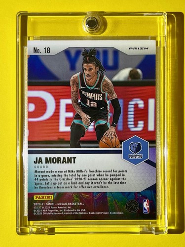 Ja Morant MINT SILVER REFRACTOR PANINI MOSAIC PRIZM CENTER STAGE 2ND YEAR INSERT - Picture 9 of 9
