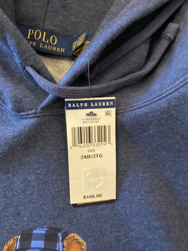 POLO RALPH LAUREN Sudadera con Capucha Para Hombres 2XB Azul Oso Esquí Grande y Alto Polar Pullover $188 - Imagen 3 de 4