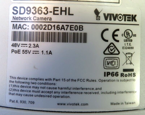 VIVOTEK SD9363-EHL Weatherproof Dome Network Camera, FOR PARTS/ REPAIR - Picture 7 of 7