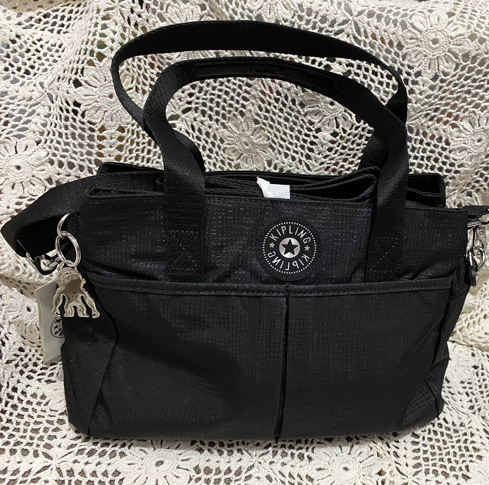 KIPLING Kenzie Shoulder Bag Crossbody Black Basketweave Medium BNWT eBay
