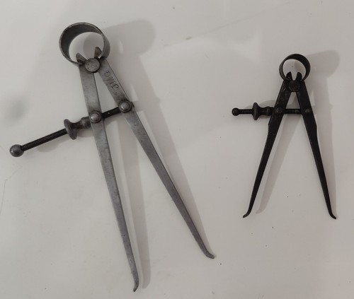 Vintage The L.S Starrett Co. Cast Steel Compass Flat Divider Caliper - Lot of 2 - Picture 4 of 5