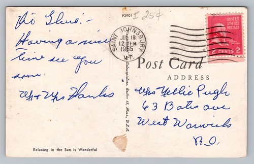 Postal genérica de colección escena de playa lago publicada en Saint Johnsbury Vermont años 50 - Imagen 2 de 3