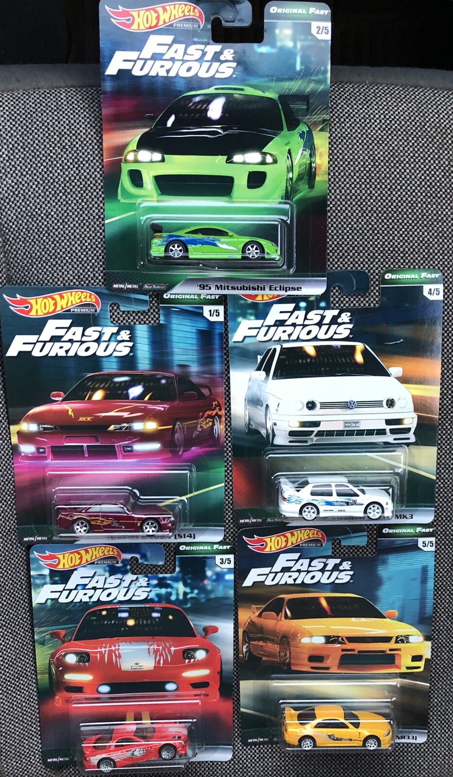 Hot Wheels Fast and Furious Original Fast Premium Set Of 5 Nissan Eclipse VW + Hot Wheels Fast and Furious Original Fast Premium Set Of 5 Nissan Eclipse VW +
