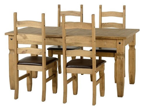 CORONA EXTENDING DINING SET WITH 4, 6 OR 8 CHAIRS, WOOD, BROWN OR CREAM PU SEATS - Picture 6 of 13