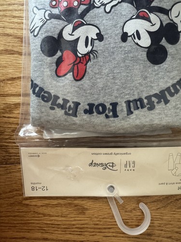 Gap Organic Cotton Disney Mickey Mouse Gap Logo Graphic Pajama set 12-18 Months - Picture 2 of 4