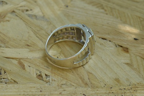 Jewelry Ukraine old russian Sterling SILVER 875 Ring Size 11 MENS black fianit - Picture 9 of 12
