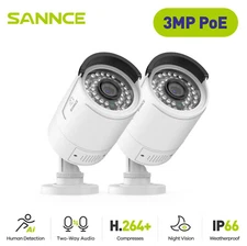 SANNCE 2x 3MP POE Security IP Camera IR Night Outdoor 2 Way Audio fit for N98PBD