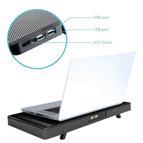Pad de refroidissement pour ordinateur portable pour ordinateur portable 11-17 pouces double ventilateur USB support refroidisseur 5 ventilateurs silencieux - Photo 10/10