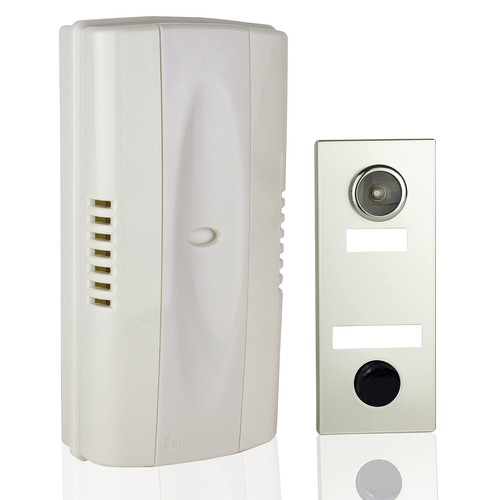 2-Note Mechanical Door Bell Chime and Door Button with Viewer, Silver - Picture 1 of 9