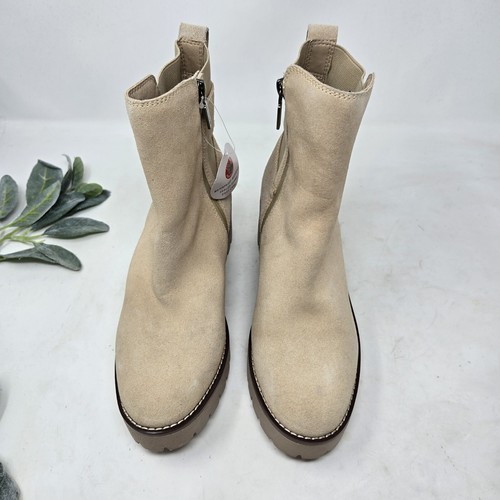 BLONDO Waterproof Dahlia Cream Suede Boots Booties Ankle Buckle 9M - Picture 3 of 13