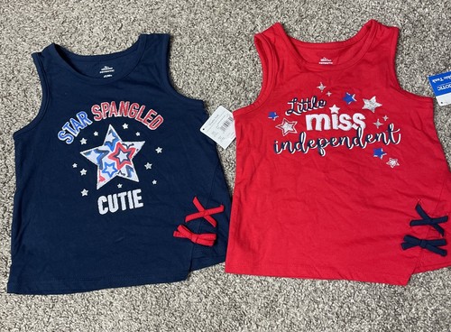 Toddler 4th Of July Girls 2 Shirts Size 4T USA NWT