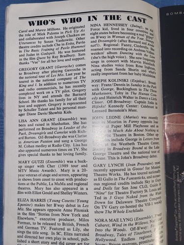 Les Miserables, Le Miz, Playbill, New York City, July 1991, Good Condition,Nice! - Picture 14 of 22