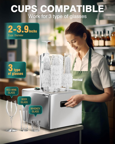 Wantjoin Electric Winery Wine Glass Polishing Machine,5 Polishing Cloth Washers  - Imagen 4 de 12