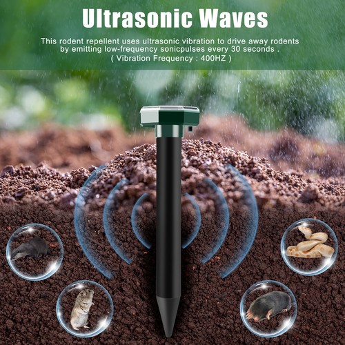 Mole Repellent Ultrasonic Solar Powered LED Animal Repellent for Outdoor Lawn US - Picture 40 of 58