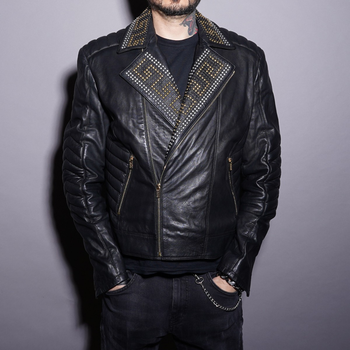 Versace h&m leather best sale jacket