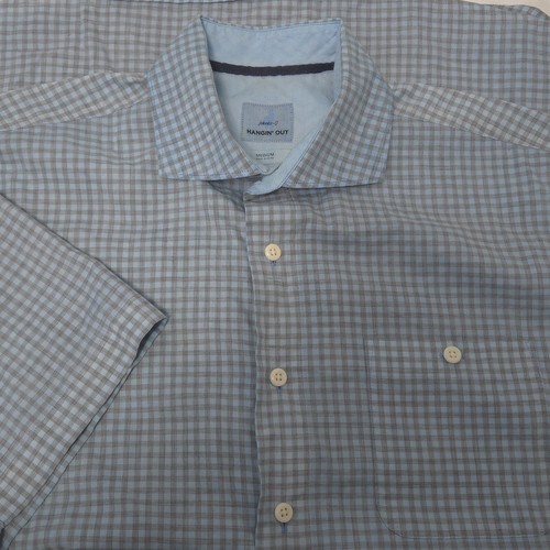 Johnnie-O Hanging Out Shirt Mens Medium Blue Black Check Button Up Casual - Picture 1 of 4