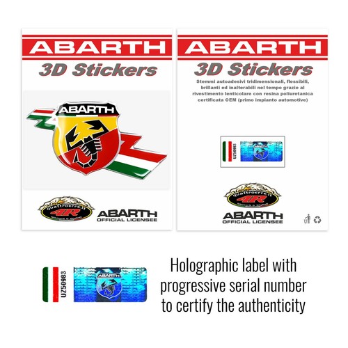 Adesivo 3D per Tappo Serbatoio Fiat 500 Abarth, Scudetto Folgore, Dimensioni 50 - Foto 5 di 7