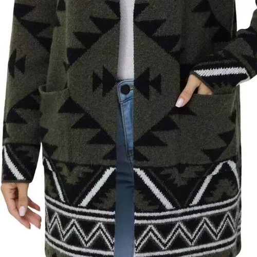 Frye Women's The Cozy Cardigan, Green (Burnt Olive Combo), Size S - Picture 7 of 7