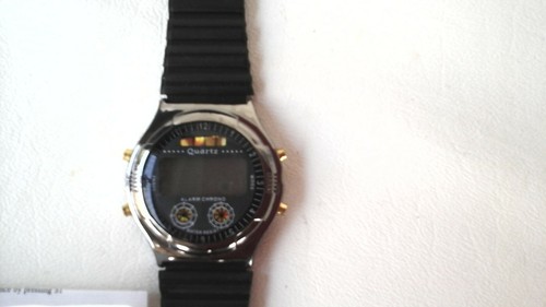 WOMANS QUARTZ CHRONOGRAPH WATCH SILVER GOLD W BLK SILICONE BAND MFG CHINA NICE - Picture 5 of 7