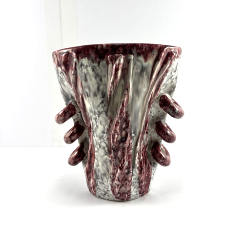 Jarrón pellizcado de cerámica artística italiana FF Fancillacci lazos vintage de 6" x 5,25" pulgadas - Imagen 5 de 9