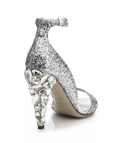 MIU MIU ICONIC GLITTER SWAROVSKI CRYSTAL HEEL SANDALS IT 41.5 UK 8.5 FABULOUS - Picture 2 of 10