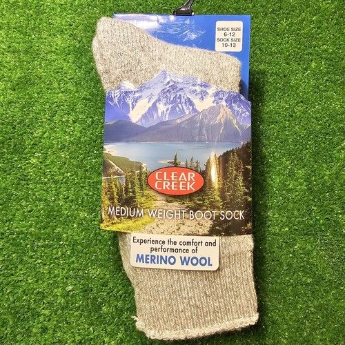 Clear Creek Merino Wool Medium Weight Boot Socks NWT Mens Shoe Size 6-12  - Picture 1 of 5