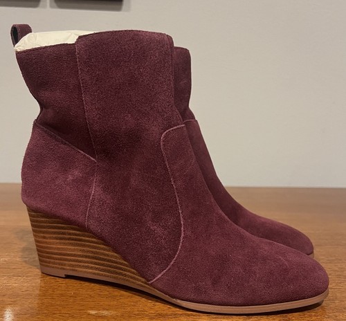 Stivaletti scamosciati taglia 9 Jayjay viola e rosso bordeaux zeppa alla caviglia pelle colorati - Foto 3 di 4