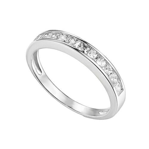 1 Ct Princess Cut Simulated Diamond 14K White Gold Wedding Anniversary Band Ring - Bild 1 von 2