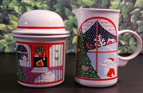 Brocca porta zucchero e crema vintage Noritake notte prima di Natale Corea HTF rara - Foto 20 di 22