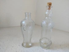 Lot/2 Vintage Decorative Clear Glass Bottles 3.5"- 4.5" Pier 1 Nautical Decor