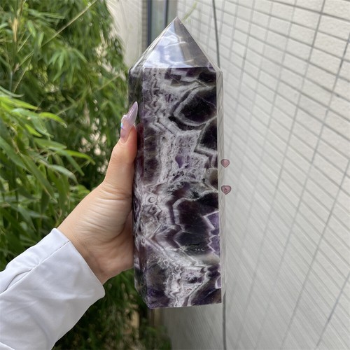 2.9LB 7.3" Rare Natural Dream Amethyst Tower Crystal Obelisk Point Quartz C1 - Foto 2 di 9